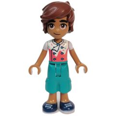 Minifigurka LEGO Leo - White/Coral Top, Dark Turquoise Pants