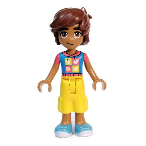 Minifigurka LEGO Leo - Dark Azure Top, Yellow Pants