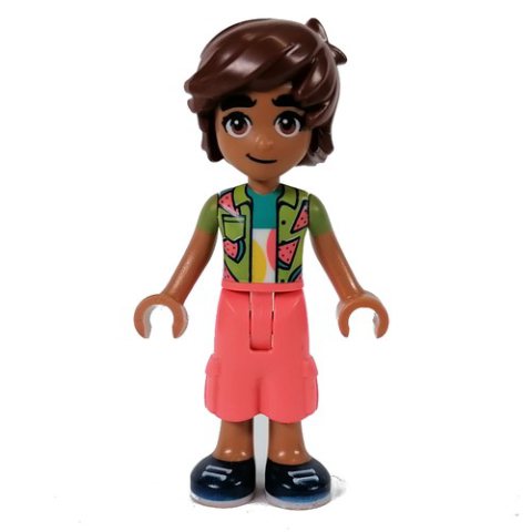 Minifigurka LEGO Leo - Lime Shirt, Coral Pants
