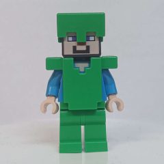 Minifigurka LEGO Steve in Bright Green Helmet and Armor