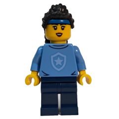 Minifigurka LEGO Police Officer, Sweater with Police Badge, Black Hair, Blue Hairband