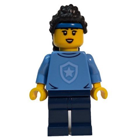 Minifigurka LEGO Police Officer, Sweater with Police Badge, Black Hair, Blue Hairband