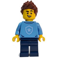 Minifigurka LEGO Police Officer, Sweater with Police Badge, Spiked Reddish Brown Hair