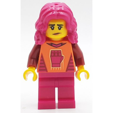 Minifigurka LEGO Gamer, Orange Top, Magenta Legs and Hair