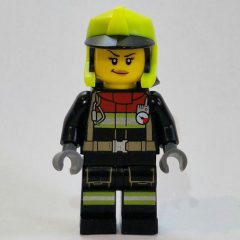 Minifigurka LEGO Firefighter, Black Fire Suit, Vibrant Yellow Helmet
