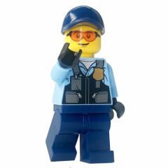 Minifigurka LEGO Police Officer, Bright Light Blue Shirt, Dark Blue Vest, Legs, and Cap