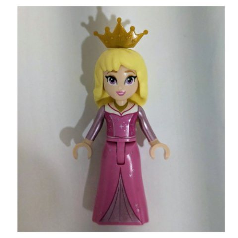 Minifigurka LEGO Aurora - Dark Pink Dress, Silver Decoration, Pearl Gold Crown, Big Eyes