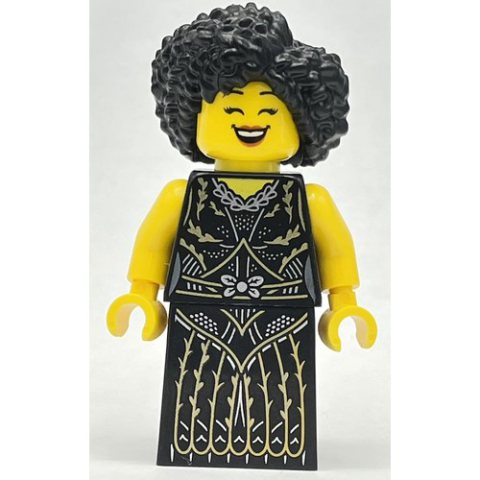 Minifigurka LEGO Jazz Singer - Black Torso, Black Dress, Black Hair