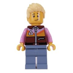 Minifigurka LEGO Reddish Brown Torso, Sand Blue Legs, Bright Light Yellow Hair