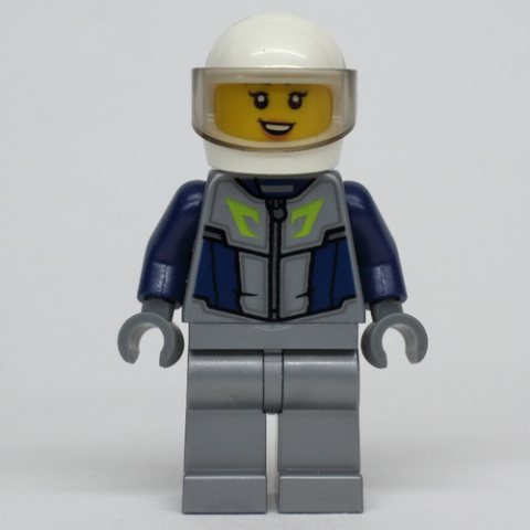 Minifigurka LEGO Race Driver - Flat Silver Torso, Flat Silver Legs, White Helmet