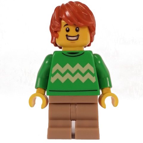 Minifigurka LEGO Bright Green Torso, Dark Tan Medium Legs, Dark Orange Hair