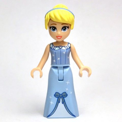 Minifigurka LEGO Cinderella - Bright Light Blue Dress, White Under-Dress - Thin Hinge, Hair Band