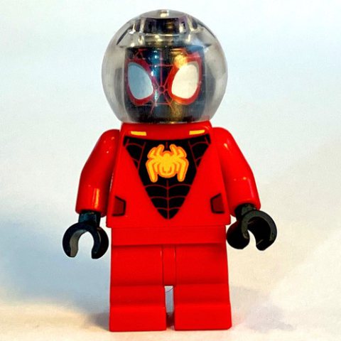 Minifigurka LEGO Spin / Spider-Man (Miles Morales), Medium Red Legs, Bubble Helmet