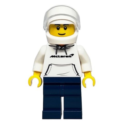 Minifigurka LEGO Race Driver - White Torso, Dark Blue Legs, White Helmet