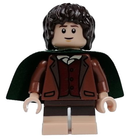 Minifigurka LEGO Frodo - Dark Green Cape, Reddish Brown Torso
