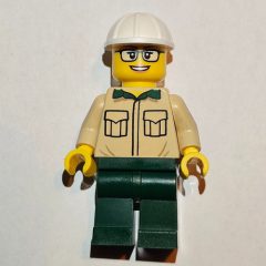 Minifigurka LEGO Construction Engineer / Architect - Tan Torso, Dark Green Legs, White Helmet