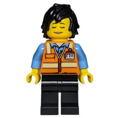 Minifigurka LEGO Orange Torso, Black Legs, Black Hair