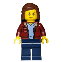 Minifigurka LEGO Dark Red Torso, Dark Blue Legs, Reddish Brown Hair