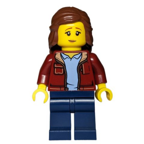 Minifigurka LEGO Dark Red Torso, Dark Blue Legs, Reddish Brown Hair