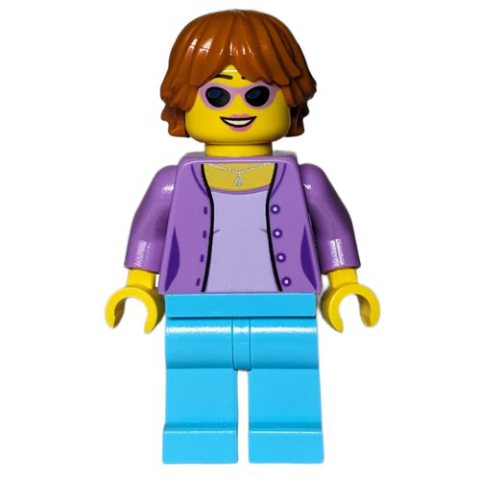 Minifigurka LEGO Medium Lavender Torso, Medium Azure Legs, Dark Orange Hair