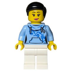 Minifigurka LEGO Bright Light Blue Torso, White Legs, Black Hair