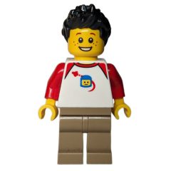 Minifigurka LEGO White Torso, Dark Tan Legs, Black Hair