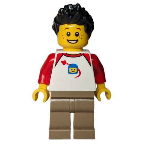 Minifigurka LEGO White Torso, Dark Tan Legs, Black Hair