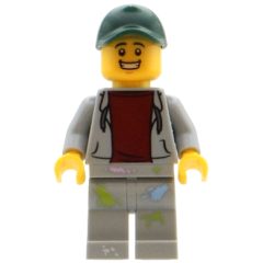 Minifigurka LEGO Light Bluish Grey Torso, Light Bluish Grey Legs, Dark Green Cap