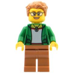 Minifigurka LEGO Green Torso, Medium Nougat Legs, Medium Nougat Hair
