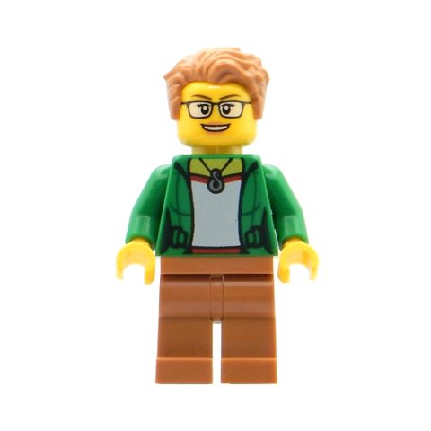 Minifigurka LEGO Green Torso, Medium Nougat Legs, Medium Nougat Hair