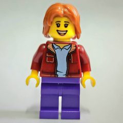 Minifigurka LEGO Dark Red Torso, Dark Purple Legs, Dark Orange Hair