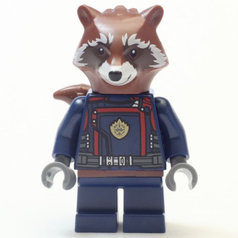 Minifigurka LEGO Rocket Raccoon, Dark Blue Outfit, Reddish Brown Fur