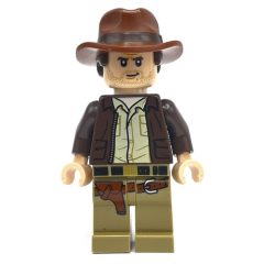 Minifigurka LEGO Indiana Jones in Dark Brown Jacket, Tan Shirt, Light Nougat Hands