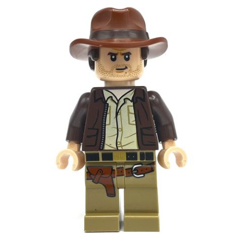 Minifigurka LEGO Indiana Jones in Dark Brown Jacket, Tan Shirt, Light Nougat Hands