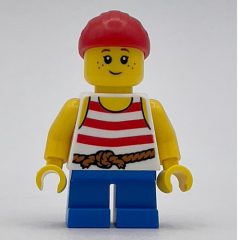 Minifigurka LEGO Kid Pirate - Red Striped Shirt, Blue Legs, Red Bandana