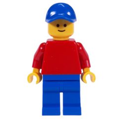 Minifigurka LEGO Red Torso, Blue Legs, Blue Cap