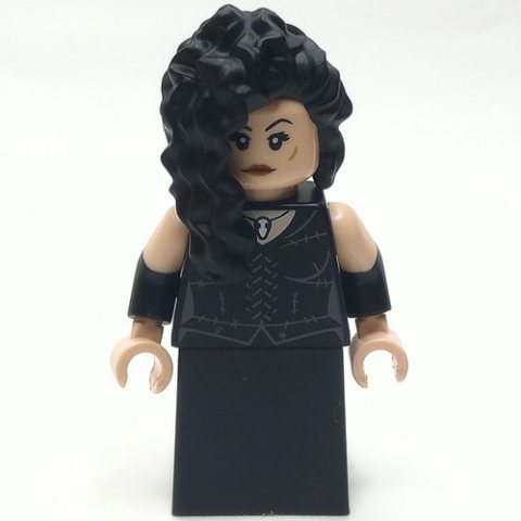 Minifigurka LEGO Bellatrix Lestrange, Black Dress, Plain Skirt, Light Nougat Arms