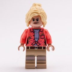 Minifigurka LEGO Ellie Sattler, Coral Shirt, Ponytail, Open Mouth