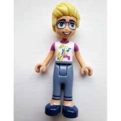 Minifigurka LEGO Olly - White Top, Sand Blue Legs