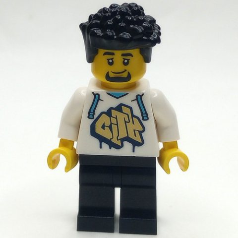Minifigurka LEGO Man, White Hoodie, Black Legs