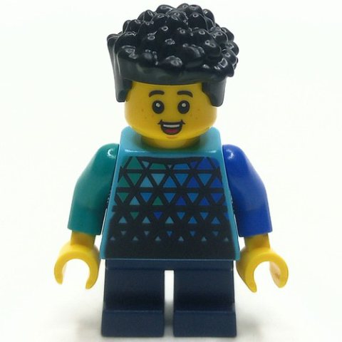 Minifigurka LEGO Boy, Medium Azure Torso, Dark Blue Legs