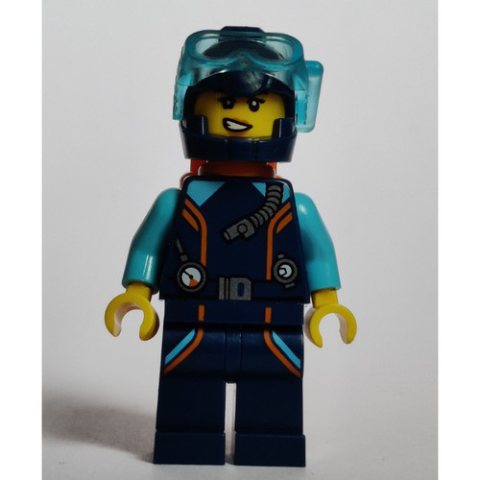 Minifigurka LEGO Ocean Explorer Diver, Woman, Dark Blue Wetsuit and Helmet