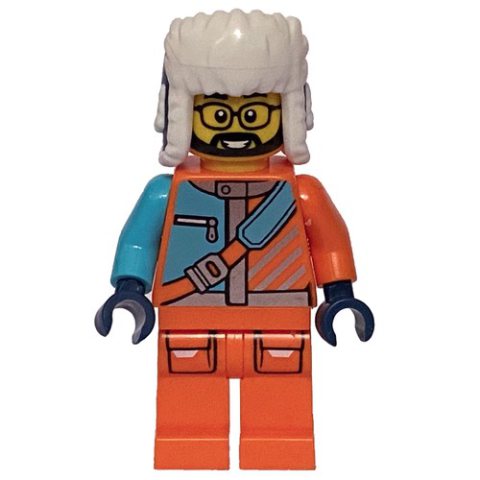 Minifigurka LEGO Arctic Explorer, STEVEGOESNORTH, Orange Suit, Dark Blue Ushanka Hat