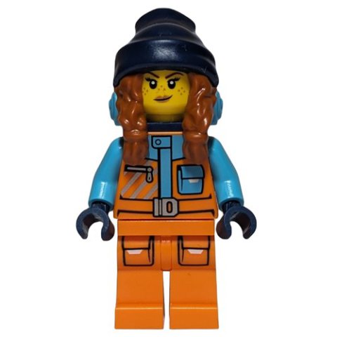 Minifigurka LEGO Arctic Explorer, Tina Tarantula, Orange Suit, Dark Blue Backpack and Beanie