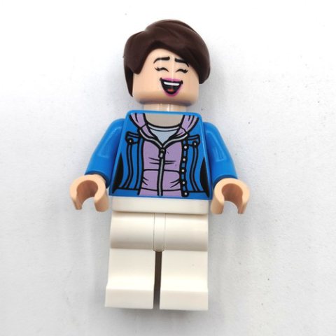 Minifigurka LEGO Soccer Fan, Dark Azure Jacket, Reddish Brown Hair