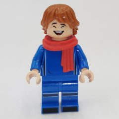 Minifigurka LEGO Soccer Fan, Blue Soccer Kit, Red Scarf, Dark Orange Hair