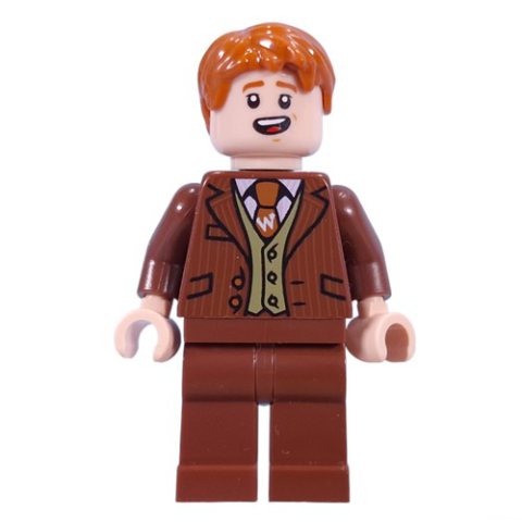Minifigurka LEGO Fred Weasley in Reddish Brown Suit, Dark Orange Tie