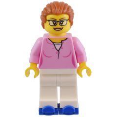 Minifigurka LEGO Bright Pink Torso, White Legs, Dark Orange Hair