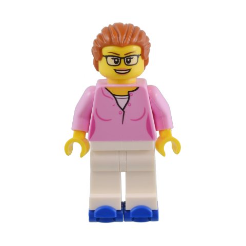 Minifigurka LEGO Bright Pink Torso, White Legs, Dark Orange Hair