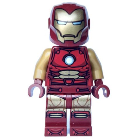 Minifigurka LEGO Iron Man, Pearl Gold Arms, Round Arc Reactor, Full Helmet